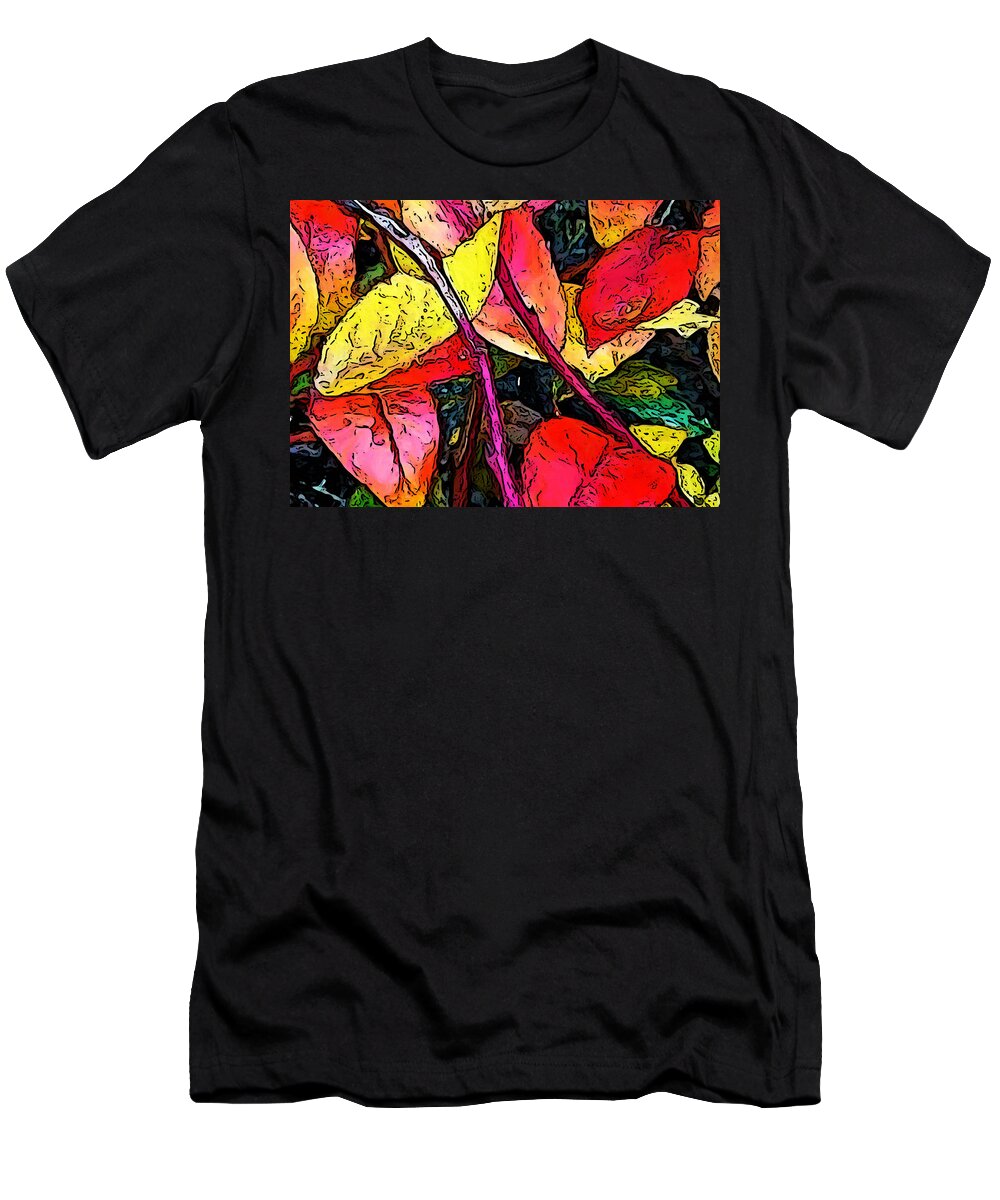 Blueberry Bush T-Shirt featuring the digital art Blueberry Autumn Leaves by Gary Olsen-Hasek