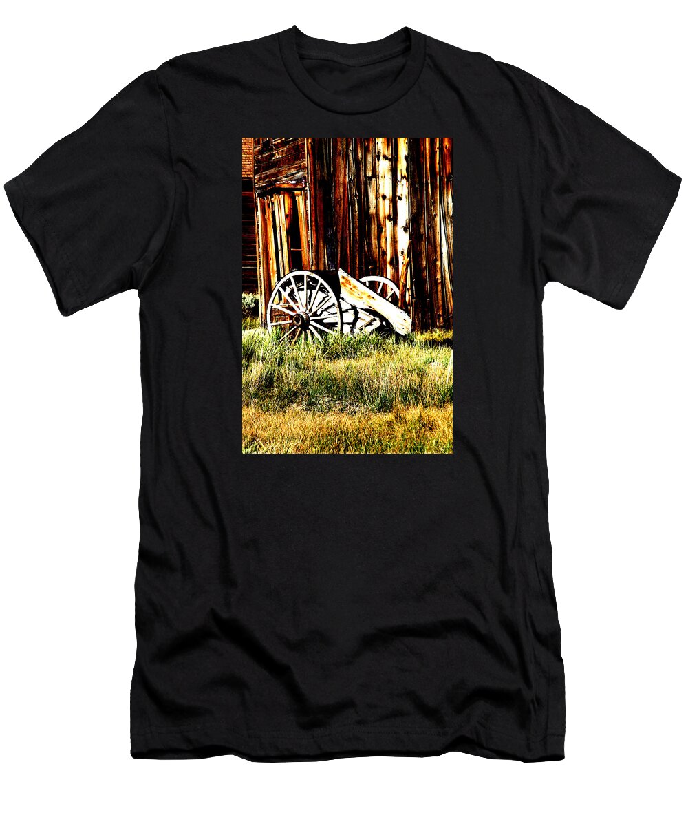 Bodie T-Shirt featuring the photograph Bodie Wheel by Joseph Coulombe