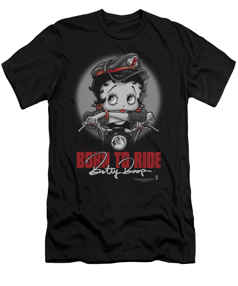 Betty Boop T-Shirt featuring the digital art Boop - Born To Ride by Brand A