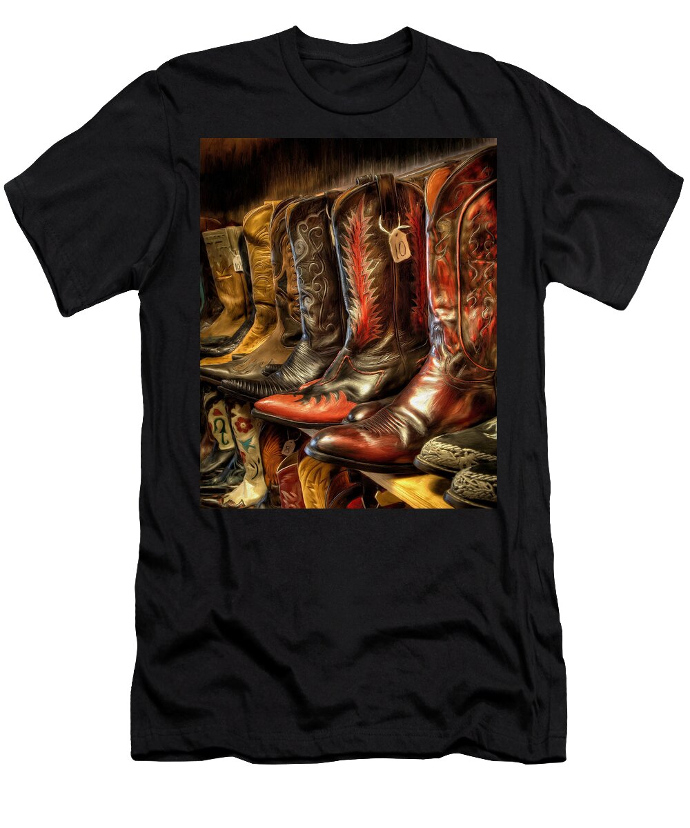 Boot Rack T-Shirt featuring the painting Boot Rack by Michael Pickett