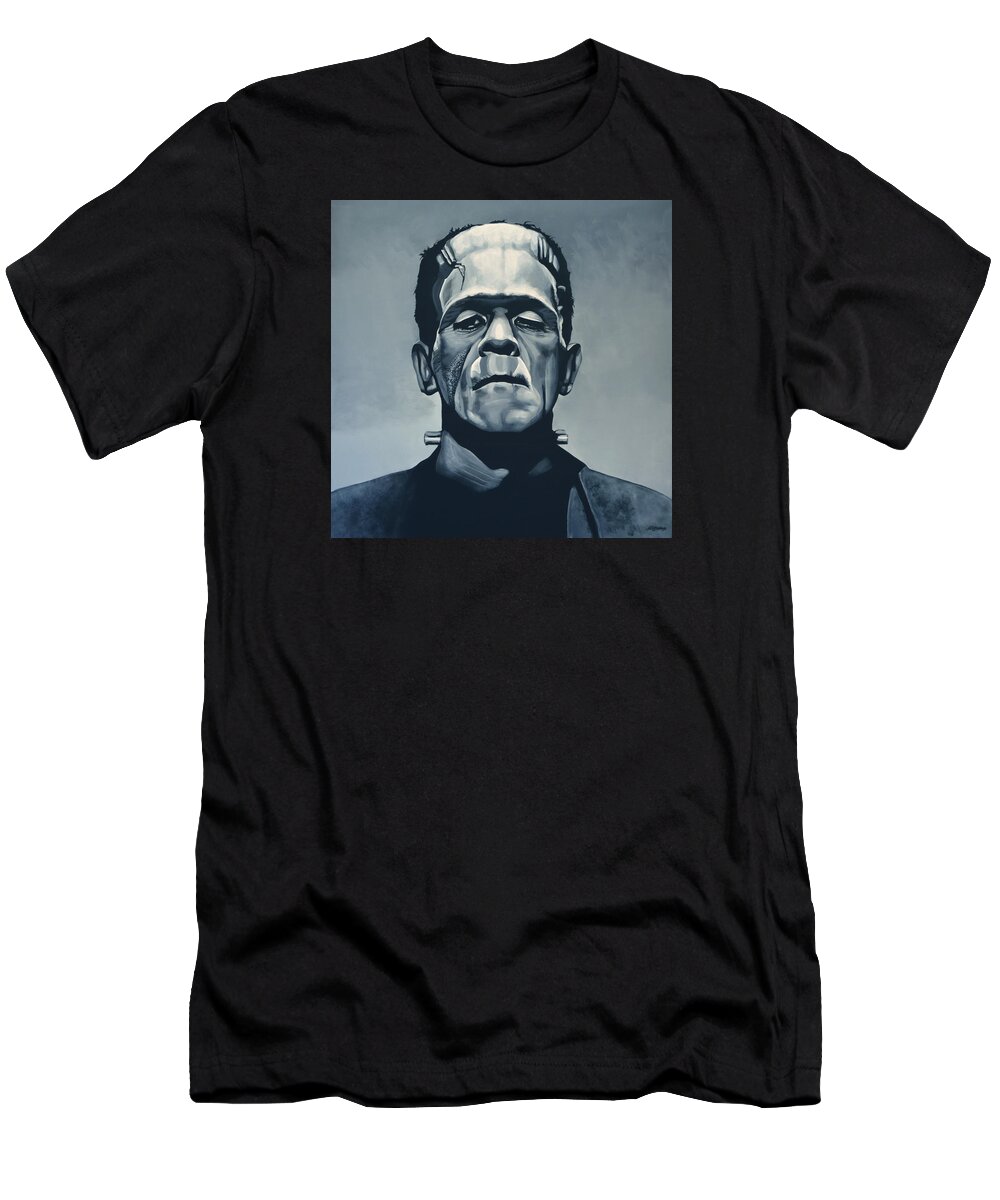 Frankenstein T-Shirt featuring the painting Boris Karloff as Frankenstein by Paul Meijering
