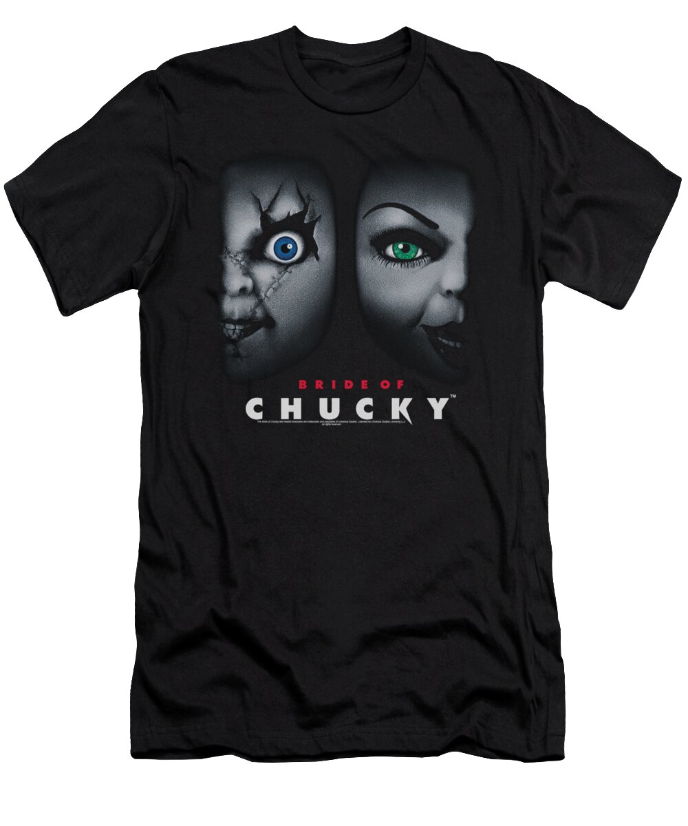 Bride Of Chucky T-Shirt featuring the digital art Bride Of Chucky - Happy Couple by Brand A