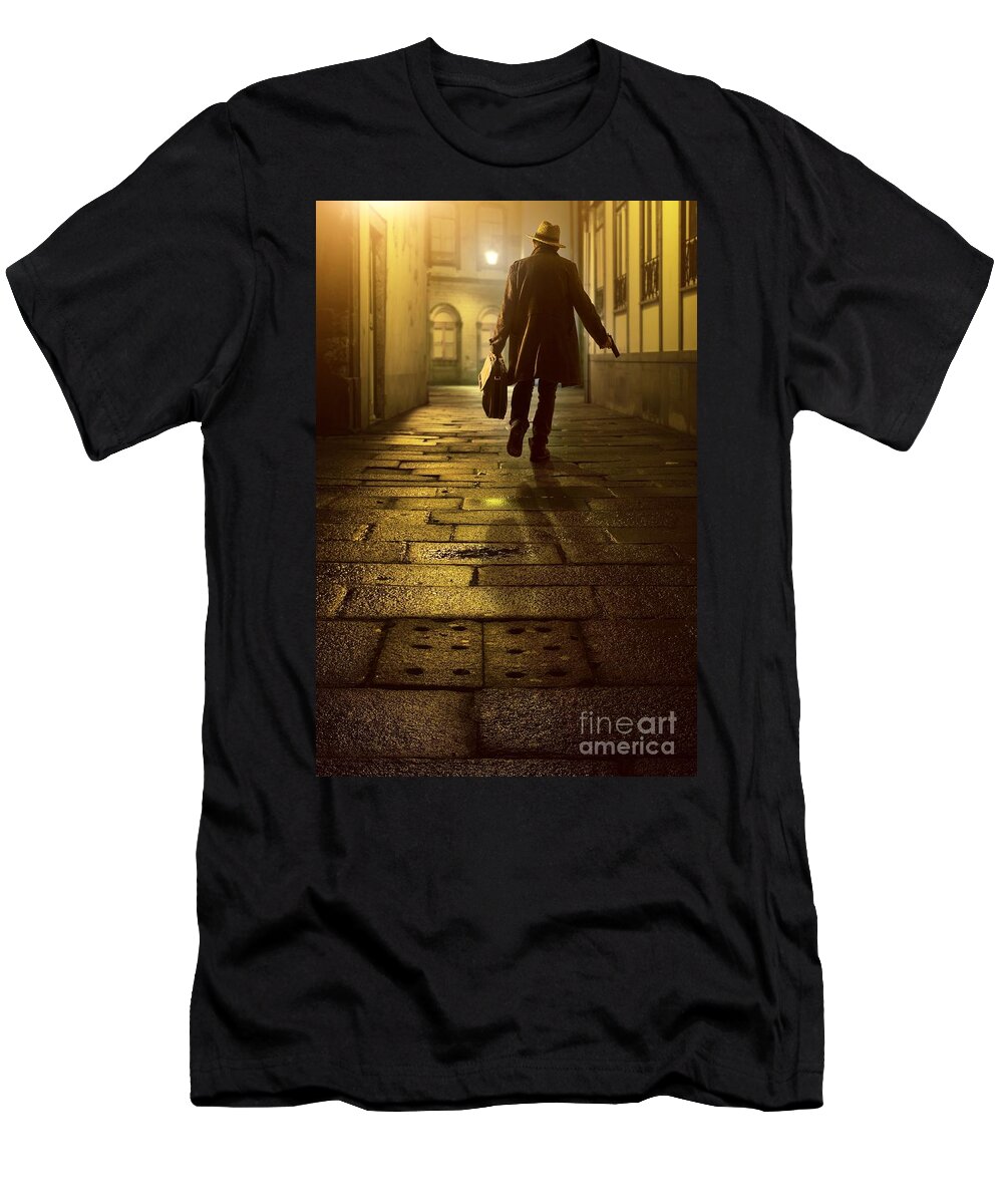 Fedora T-Shirt featuring the photograph Briefcase Gangster by Carlos Caetano