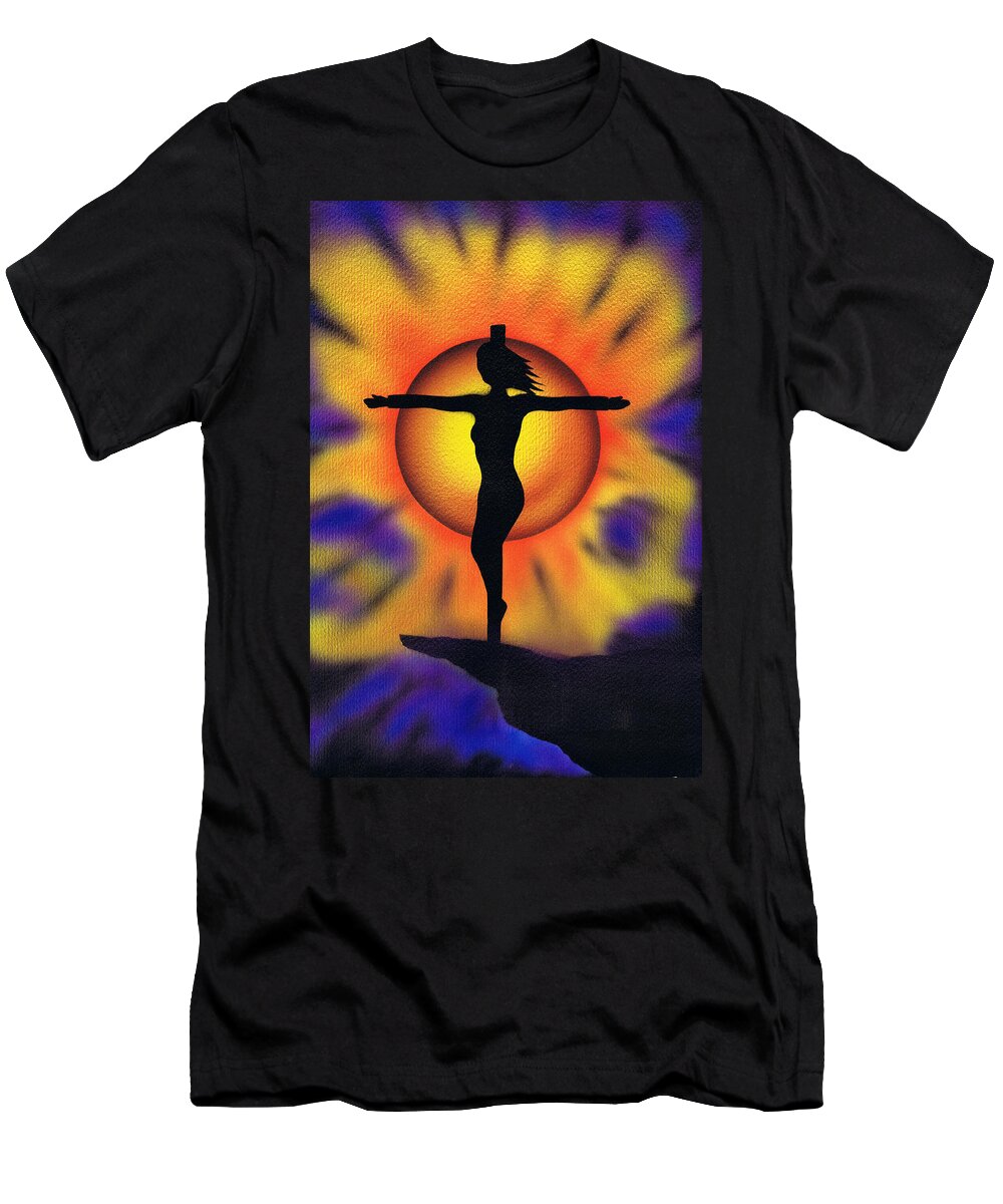 Sun Cross T-Shirt featuring the painting Bring me back to life. by Kenneth Clarke