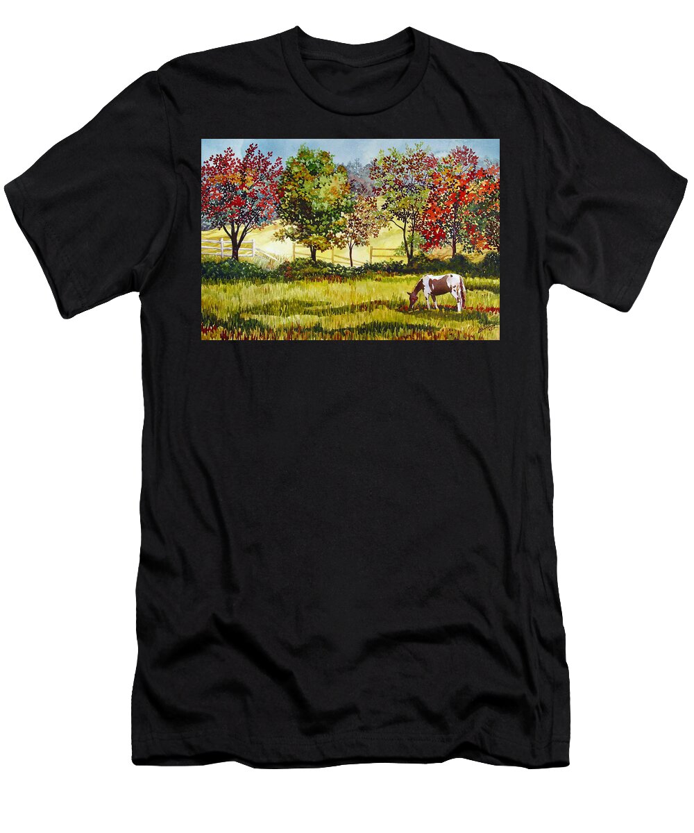 Horse. Horses T-Shirt featuring the painting Broken Fences by Mick Williams