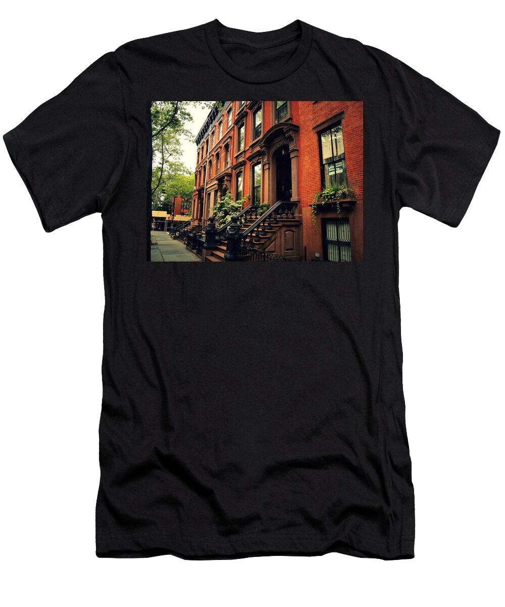 Brooklyn T-Shirt featuring the photograph Brooklyn Brownstone - New York City by Vivienne Gucwa