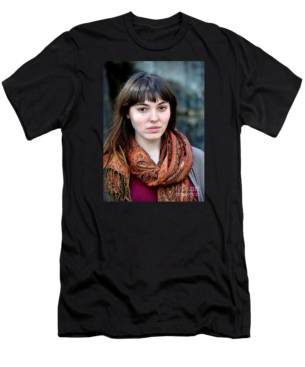 Brown Haired T-Shirt featuring the photograph Brown Haired and Freckle Faced Natural Beauty Model VIII by Jim Fitzpatrick