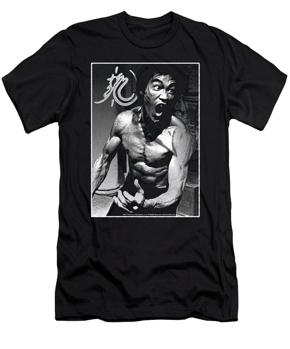  T-Shirt featuring the digital art Bruce Lee - Focused Rage by Brand A