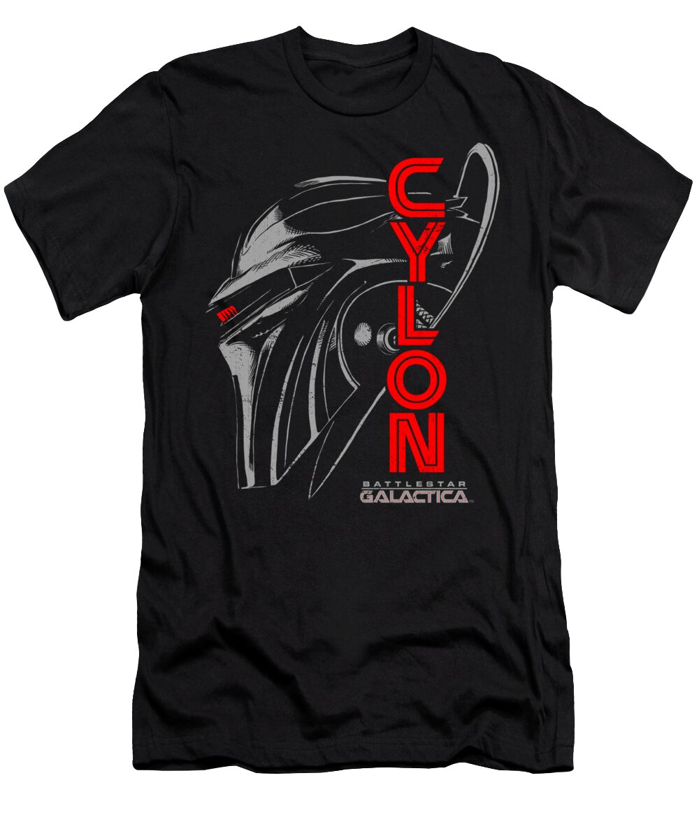  T-Shirt featuring the digital art Bsg - Cylon Face by Brand A