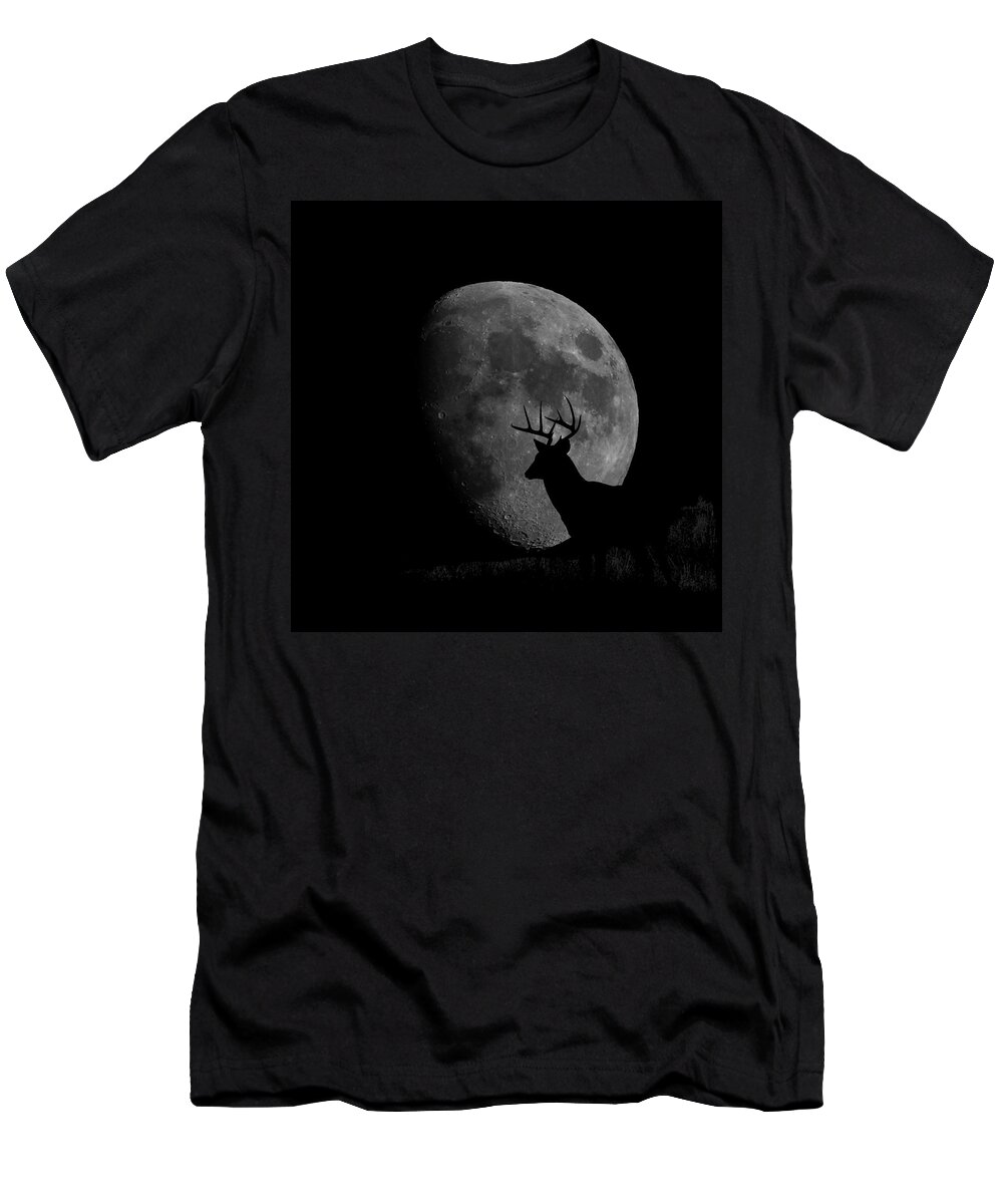 Deer T-Shirt featuring the photograph Buck Mooned 2 by Ernest Echols