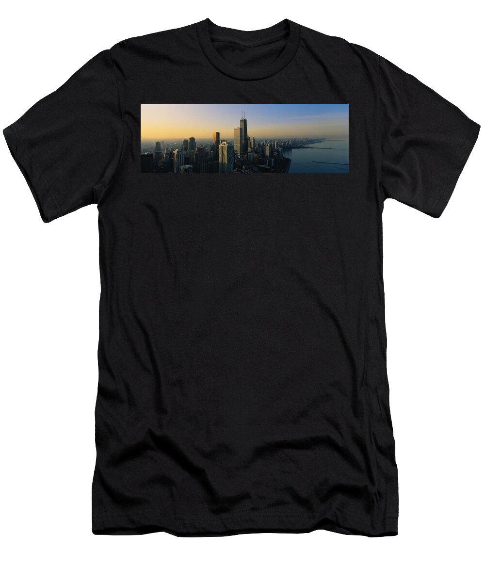 Photography T-Shirt featuring the photograph Buildings At The Waterfront, Chicago by Panoramic Images
