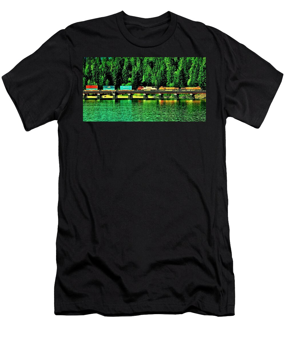 Train T-Shirt featuring the photograph Burlington Northern by Benjamin Yeager