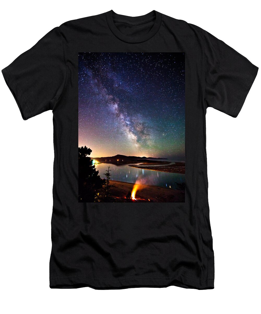 Beach T-Shirt featuring the photograph Burning the Milky Way by Darren White