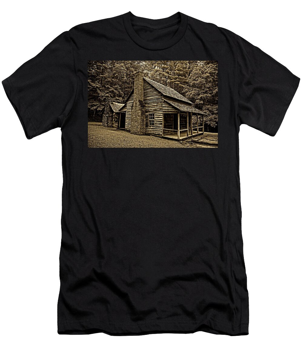 Cabin T-Shirt featuring the photograph Cabin In The Woods by Movie Poster Prints