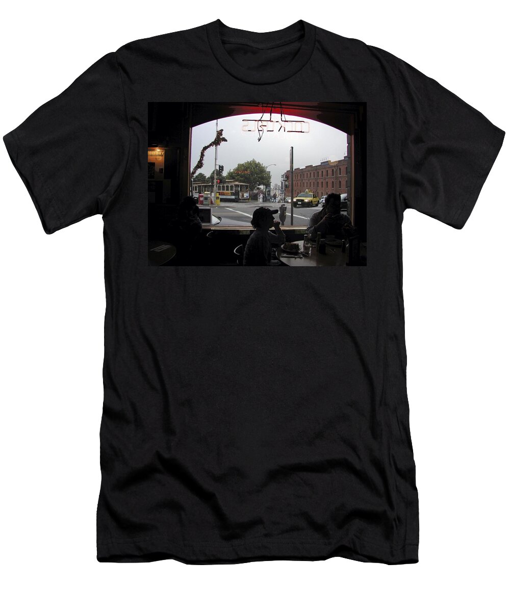 Cable T-Shirt featuring the photograph Cable Car Cafe by Steve Ondrus