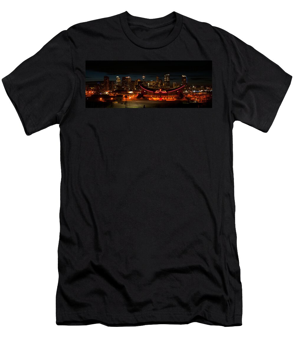 Alberta T-Shirt featuring the photograph Calgary At Night by Guy Whiteley
