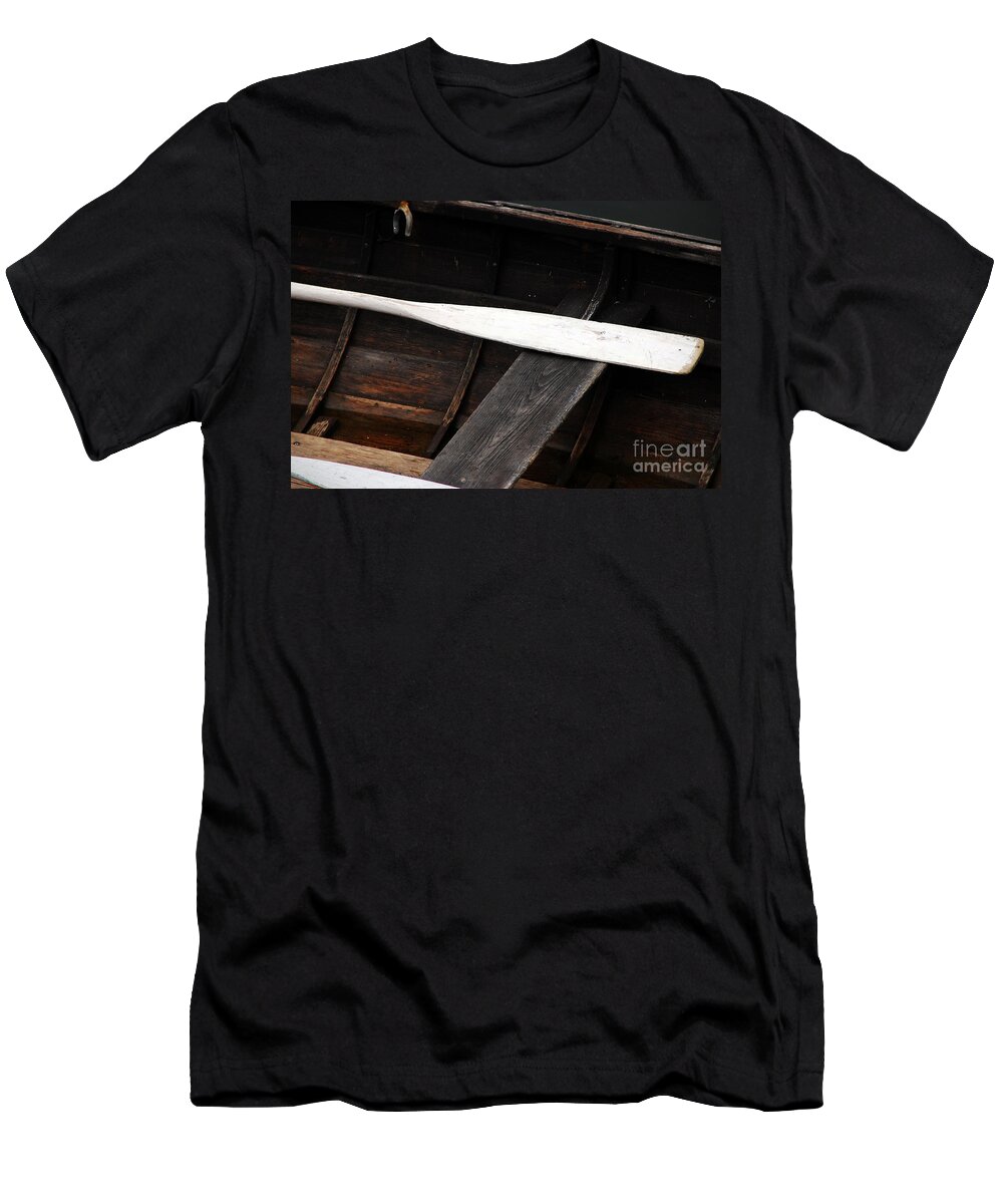 Canoe T-Shirt featuring the photograph Canoe and Oar by Mary Carol Story