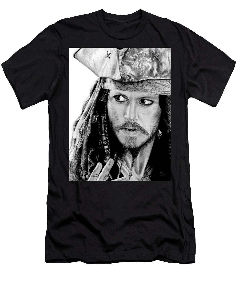 Jack T-Shirt featuring the drawing Captain Jack Sparrow by Kayleigh Semeniuk