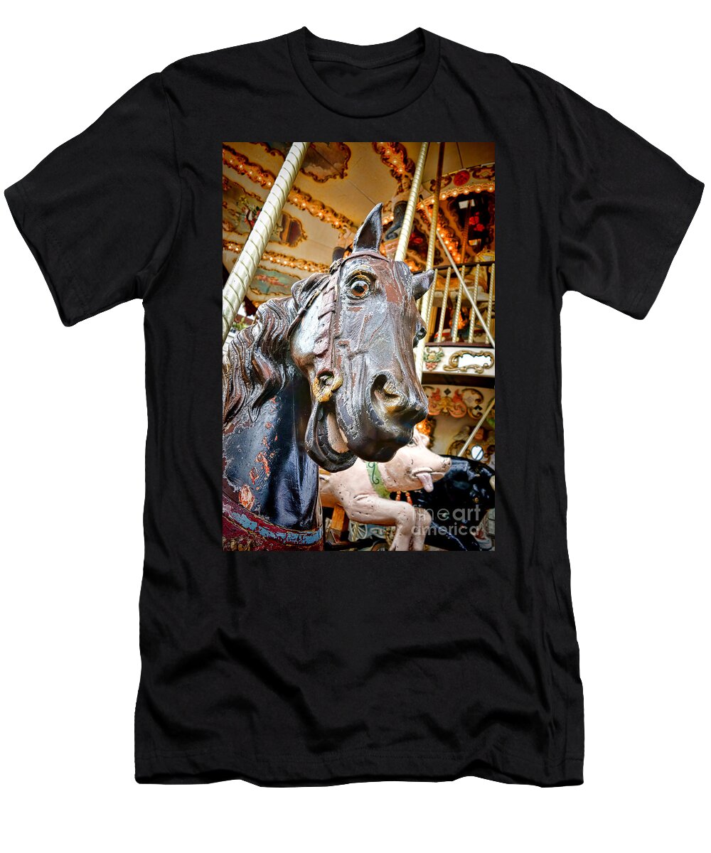 France T-Shirt featuring the photograph Carousel Horse Head by Olivier Le Queinec