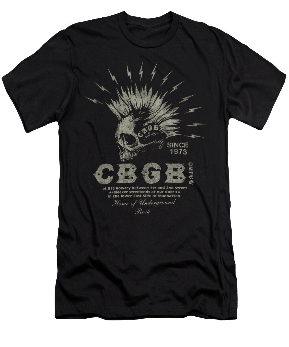 Punk T-Shirt featuring the digital art Cbgb - Electric Skull by Brand A