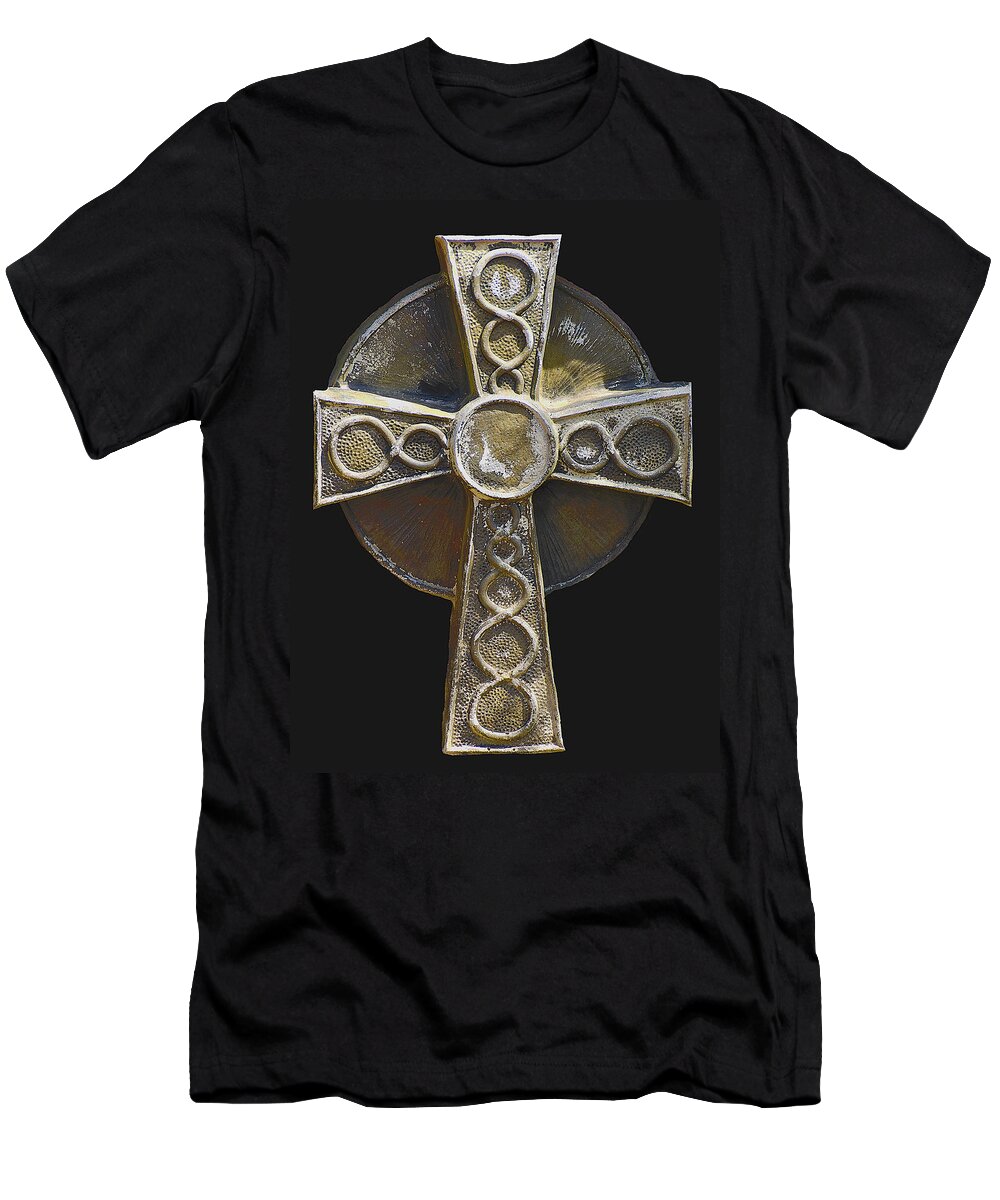 Saint Patrick T-Shirt featuring the photograph Celtic Cross Sepia by LeeAnn McLaneGoetz McLaneGoetzStudioLLCcom