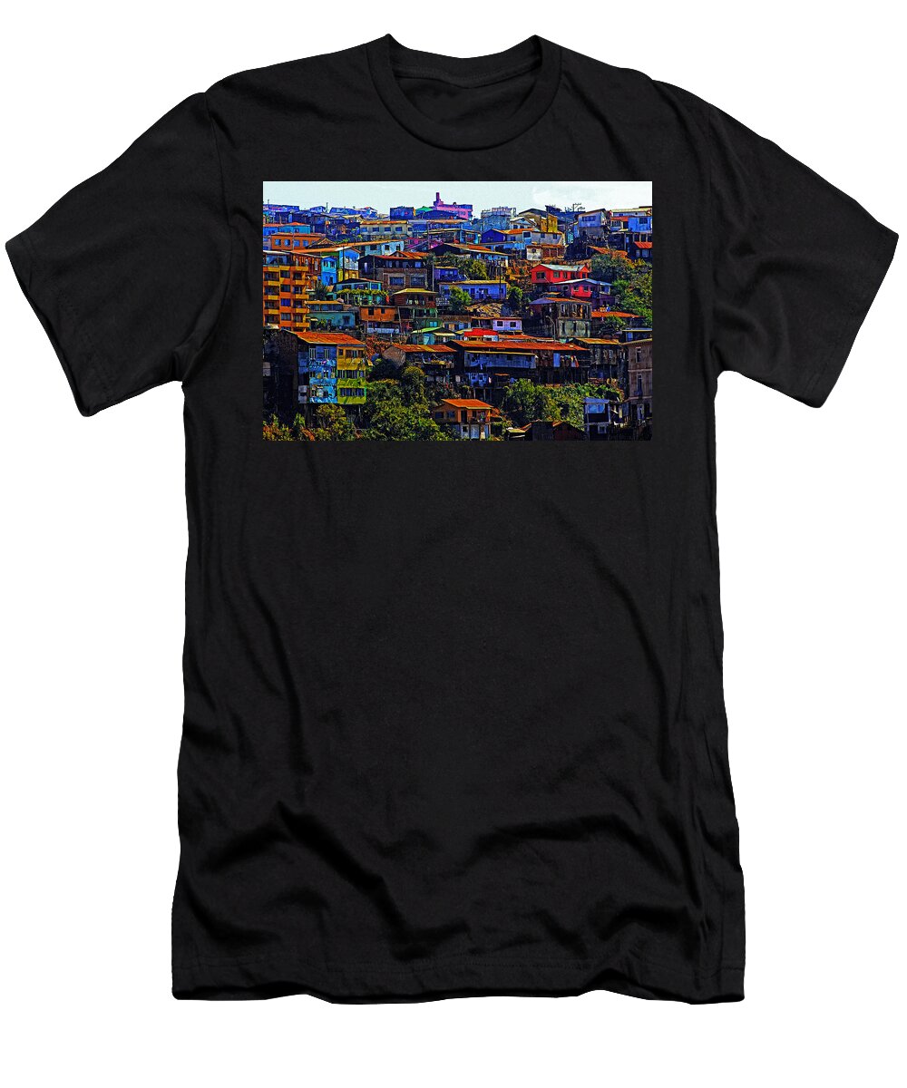 Valparaiso T-Shirt featuring the photograph Cerro Valparaiso by Kurt Van Wagner
