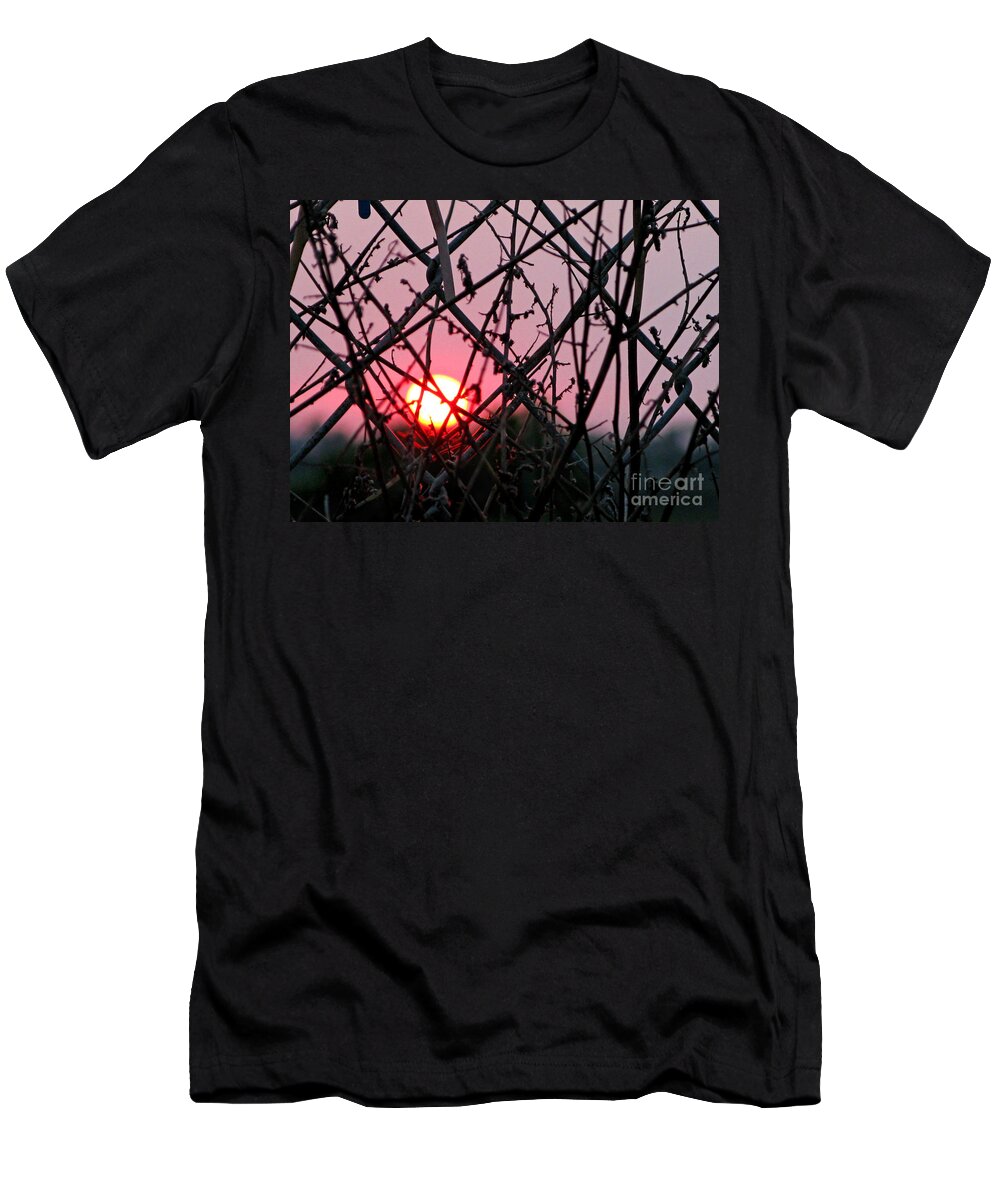 Sunset T-Shirt featuring the photograph Chain Link Sunset by Jennie Breeze