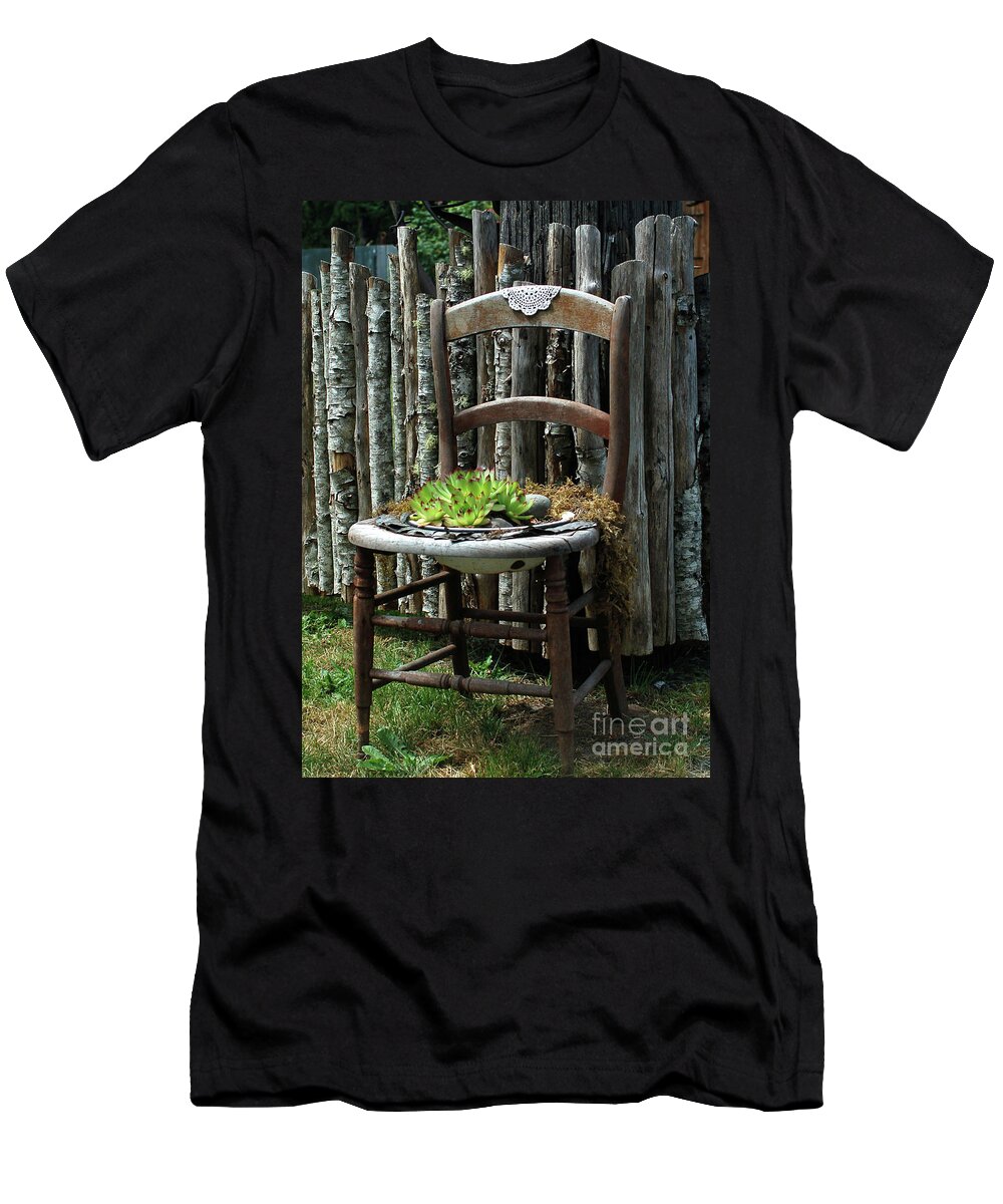 Planter T-Shirt featuring the photograph Chair planter by Ron Roberts