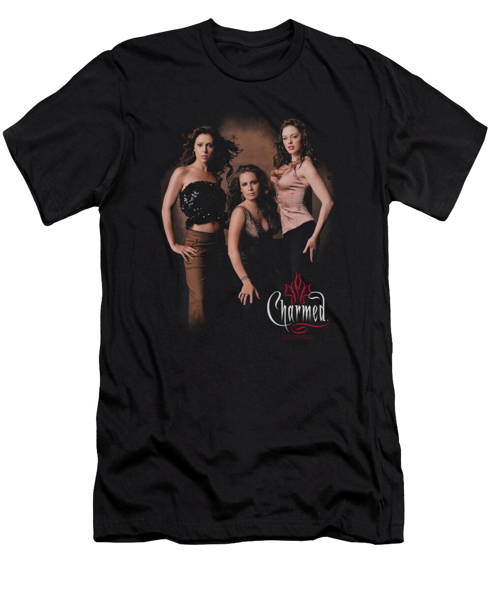 Charmed T-Shirt featuring the digital art Charmed - Three Hot Witches by Brand A