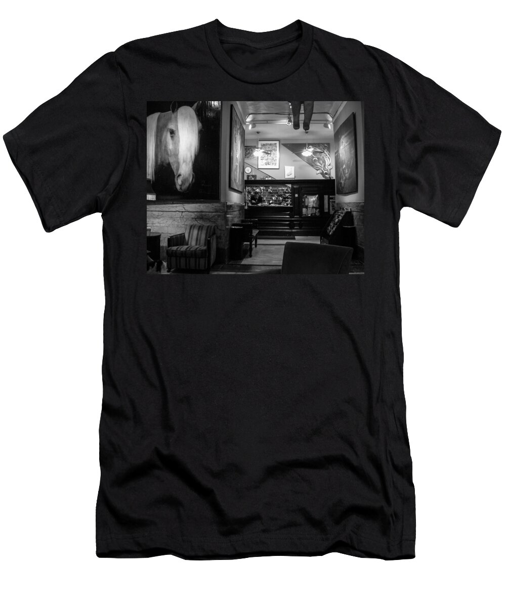 B&w T-Shirt featuring the photograph Chelsea Hotel Night Clerk by Frank Winters