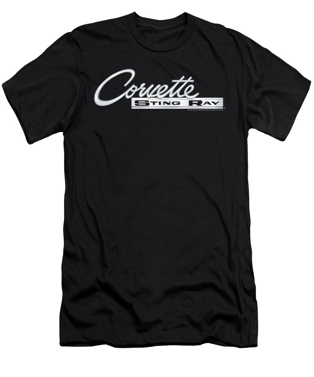  T-Shirt featuring the digital art Chevrolet - Chrome Stingray Logo by Brand A