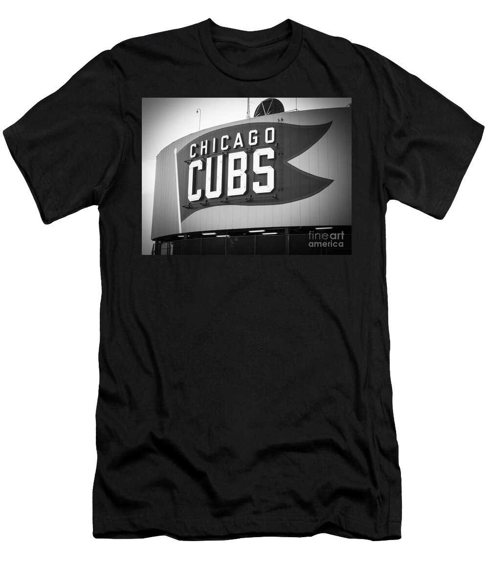 Chicago Cubs Wrigley Field Sign Black and White Picture T-Shirt by