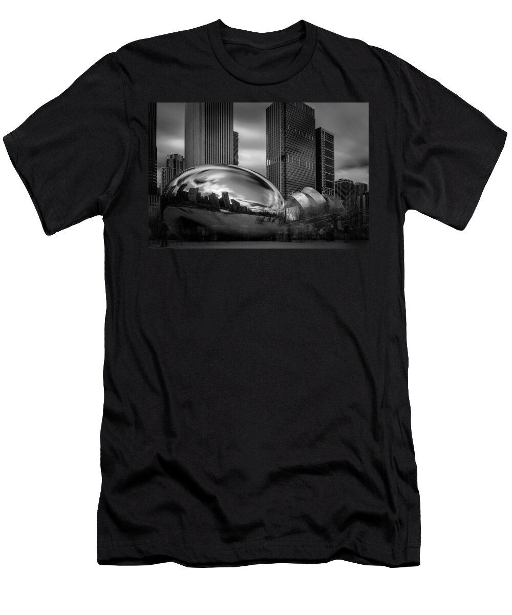 Chicago T-Shirt featuring the photograph Cloud Gate aka Bean in Black and White by Jonas Luis
