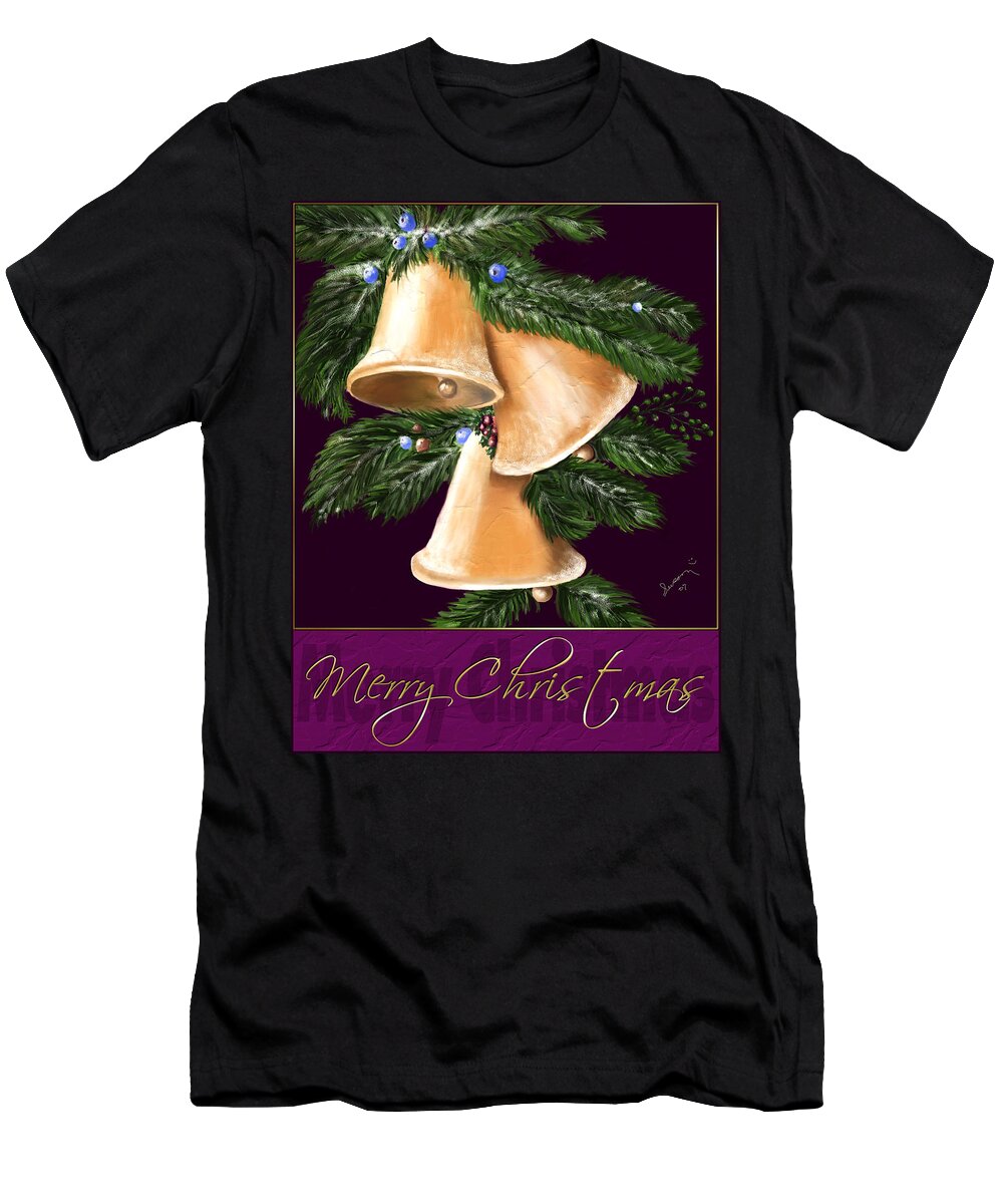 Christmas T-Shirt featuring the painting Christmas Bells by Susan Kinney
