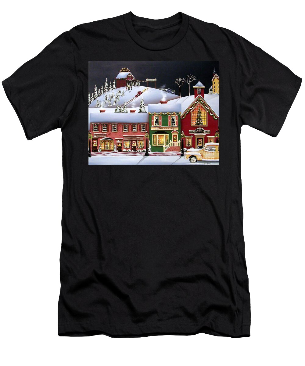 Art T-Shirt featuring the painting Christmas in Holly Ridge by Catherine Holman