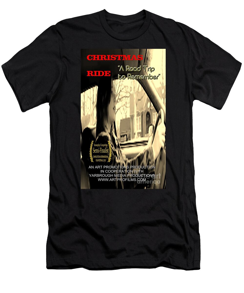 Movie Posters T-Shirt featuring the digital art Christmas Ride Film Poster at Wheel by Karen Francis