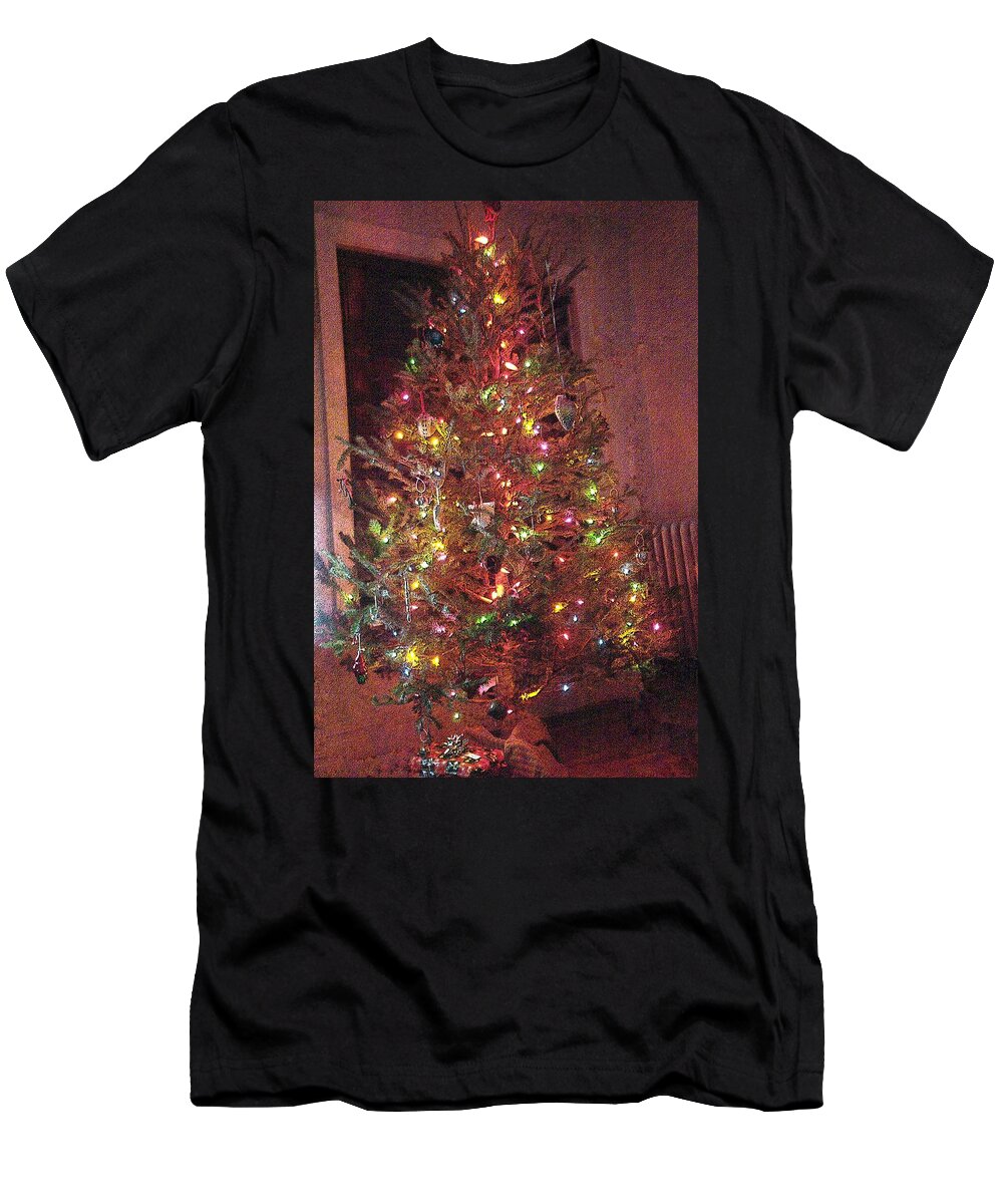 Red T-Shirt featuring the photograph Christmas Tree Memories, Red by Carol Whaley Addassi