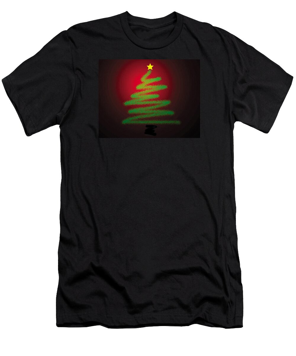 Christmas T-Shirt featuring the digital art Christmas Tree With Star by Genevieve Esson