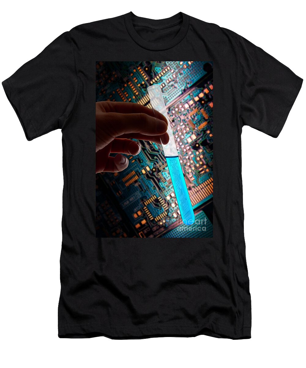 Concept T-Shirt featuring the photograph Circuit Board Test Tube by Mike Agliolo
