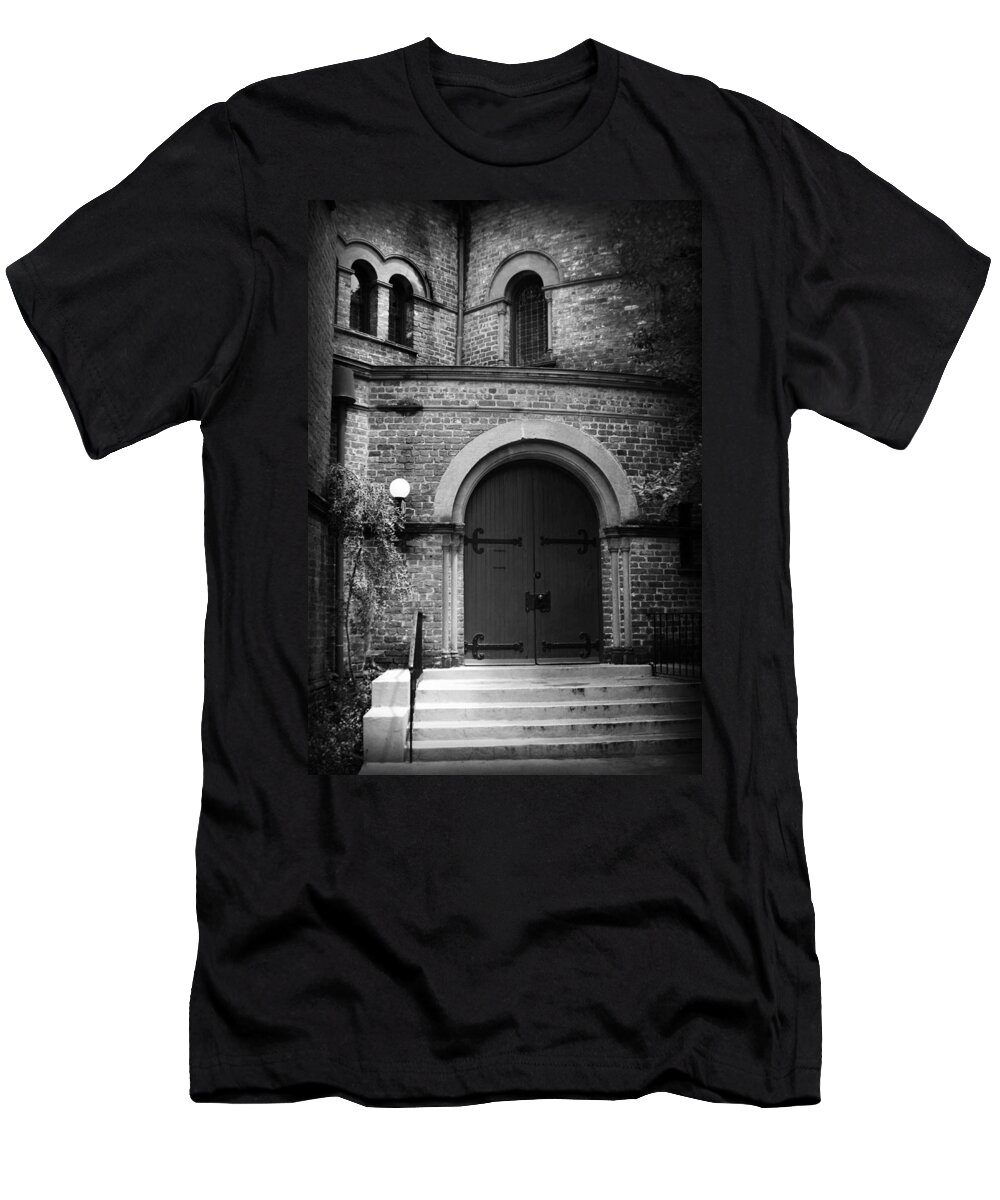 Kelly Hazel T-Shirt featuring the photograph Circular Church Doors by Kelly Hazel