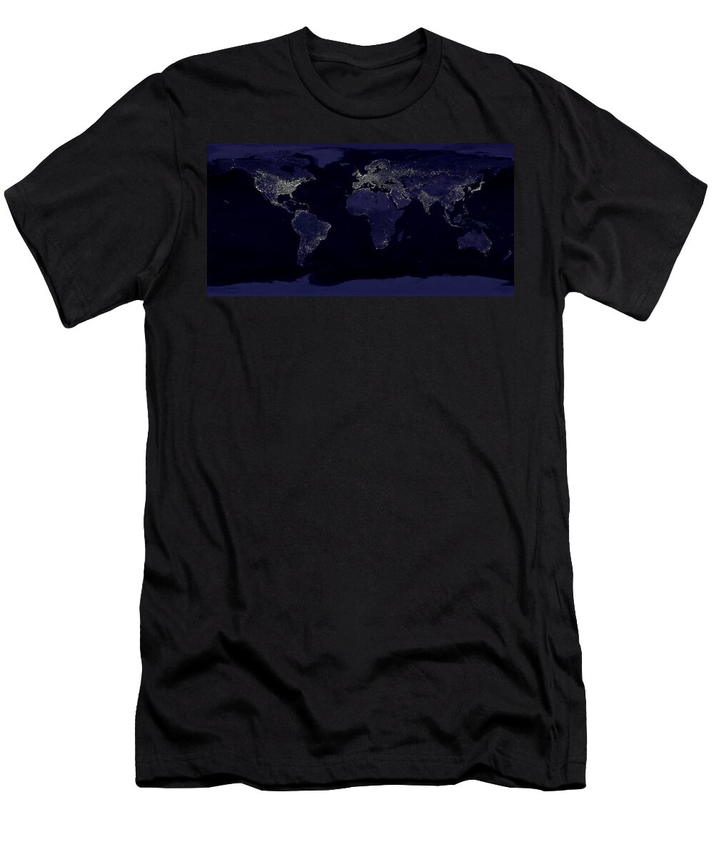 Earth At Night T-Shirt featuring the photograph City Lights by Sebastian Musial