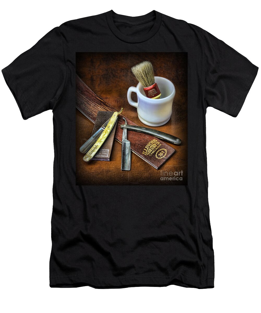 Barbicide T-Shirt featuring the photograph Classic Barber Shop Shave - Barber Shop by Lee Dos Santos
