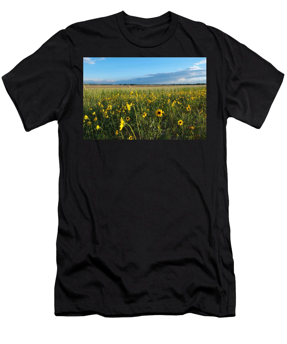 Landscape Photograph T-Shirt featuring the photograph Colorado Evening Meadow Landscape by Cascade Colors
