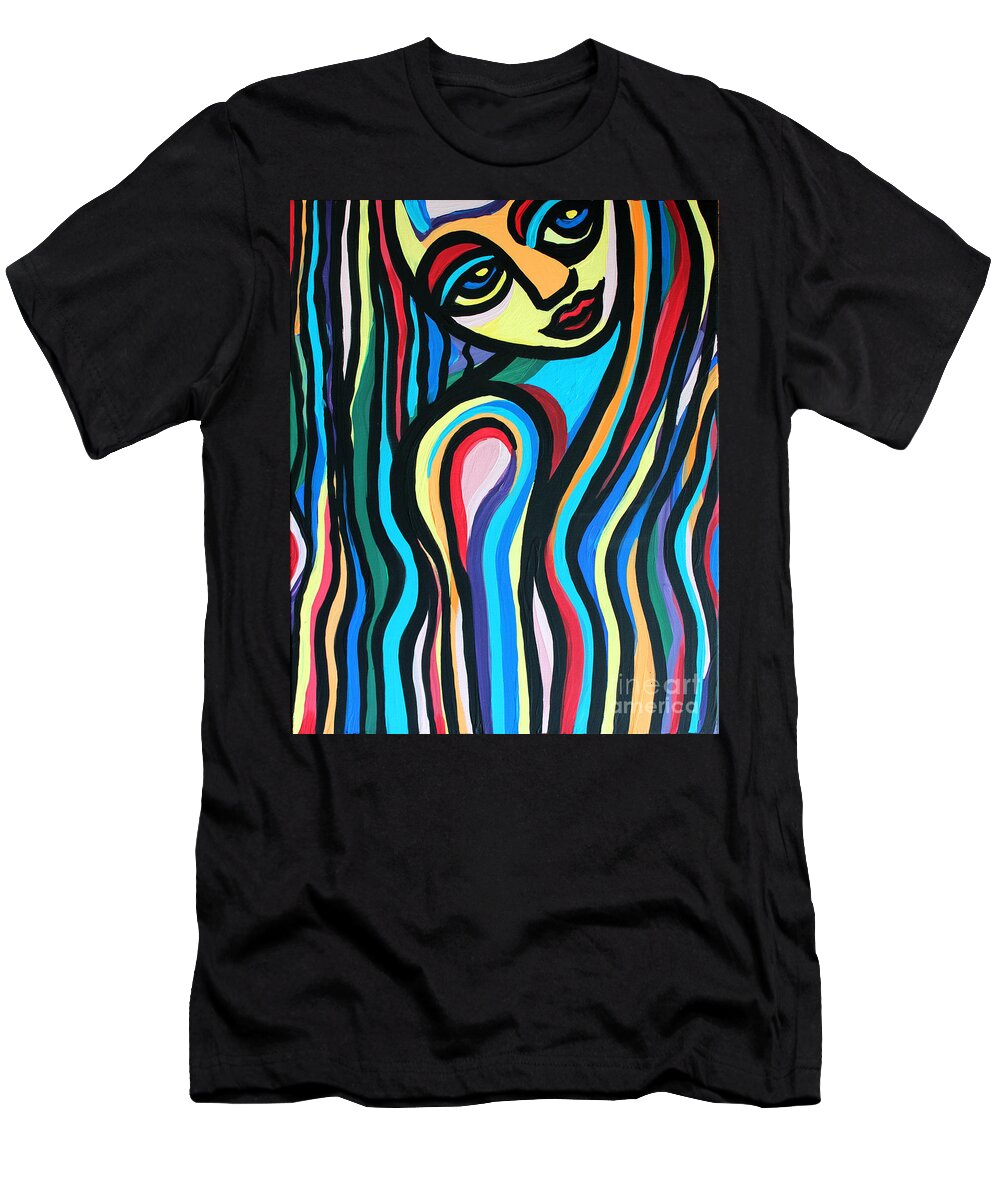 Colorful T-Shirt featuring the painting Colorful Lady by Cynthia Snyder