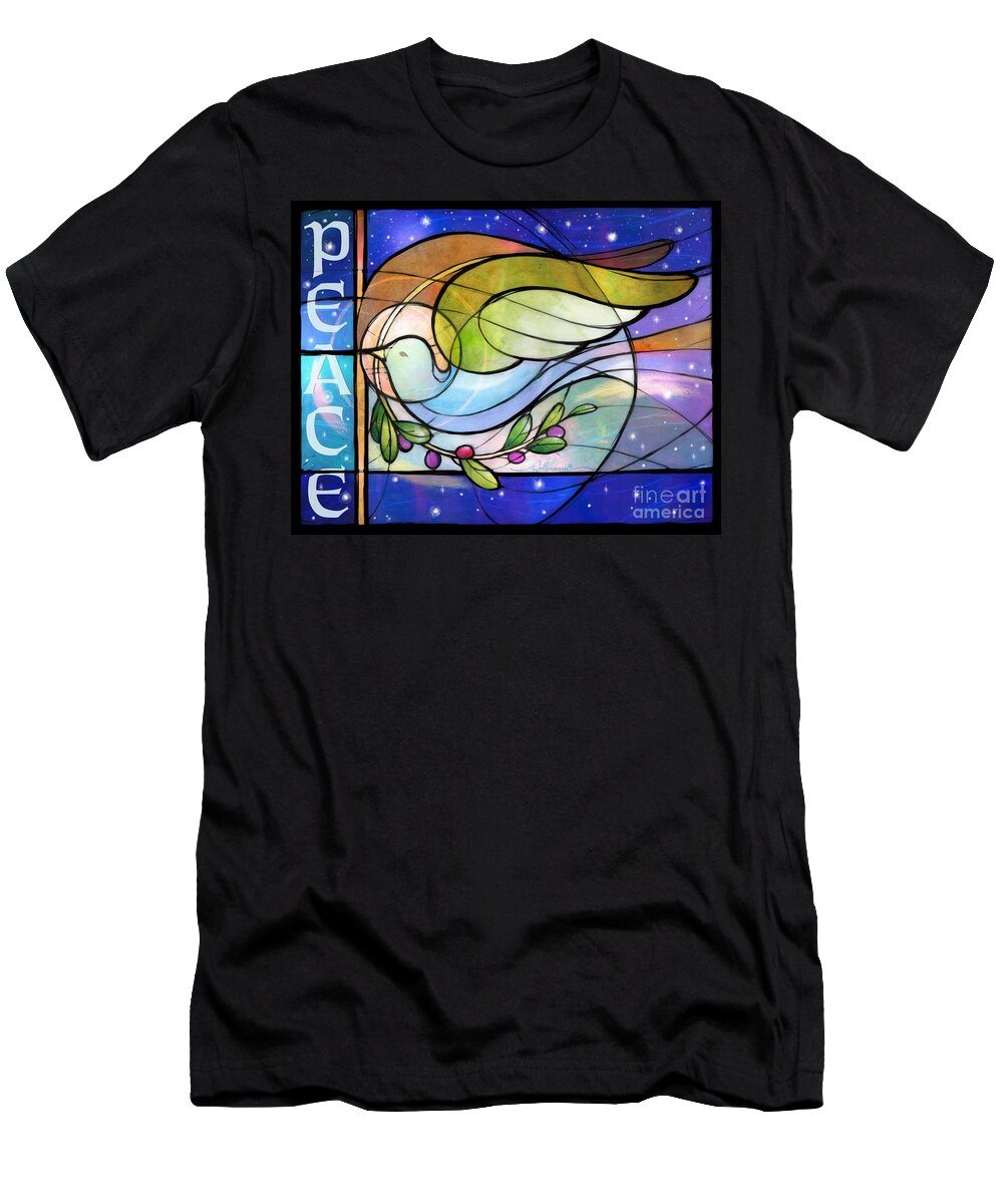 Stained T-Shirt featuring the digital art Colorful PEACE Dove by Randy Wollenmann