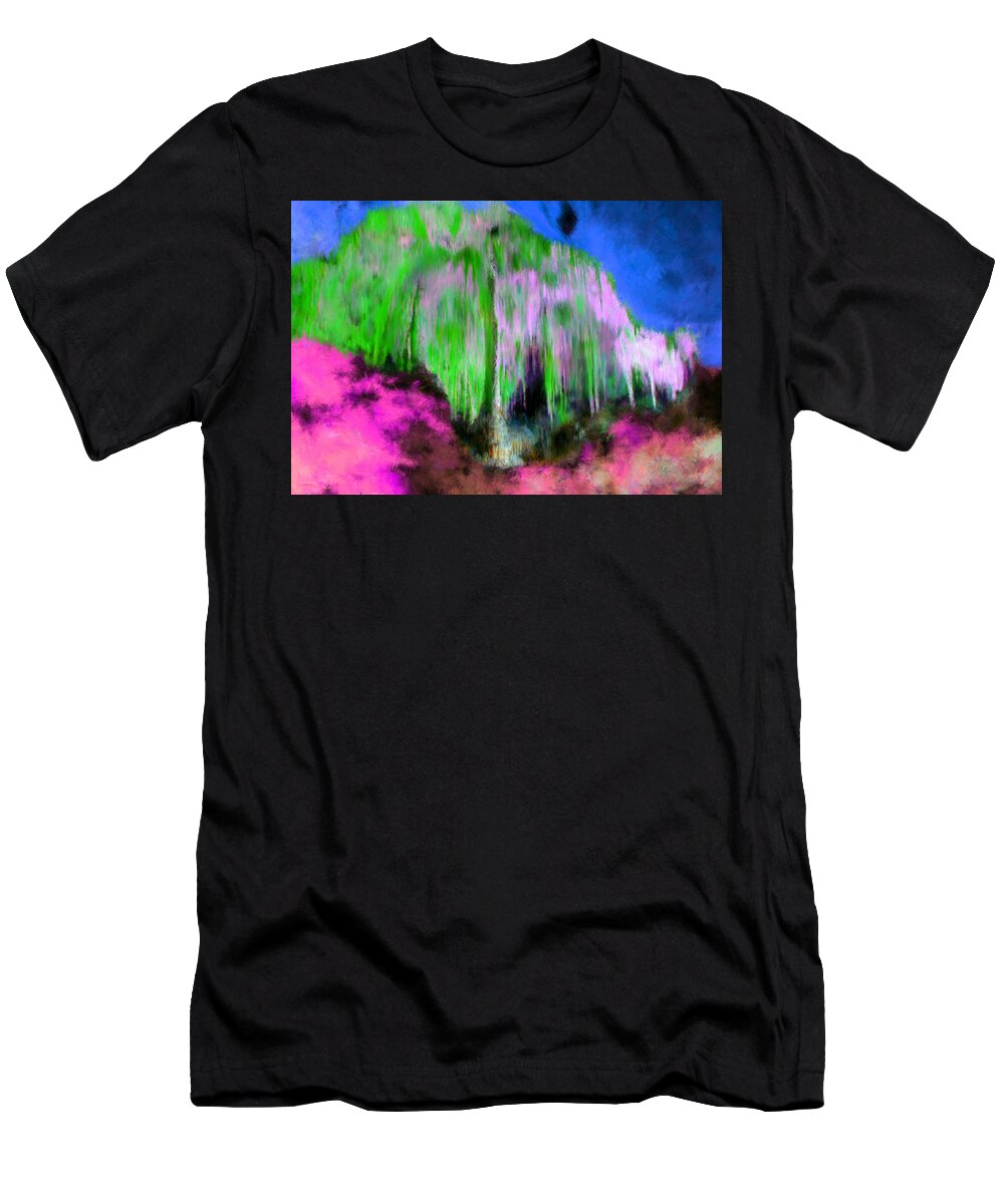 Blue T-Shirt featuring the painting Colorful Phosphorescent Cave by Bruce Nutting