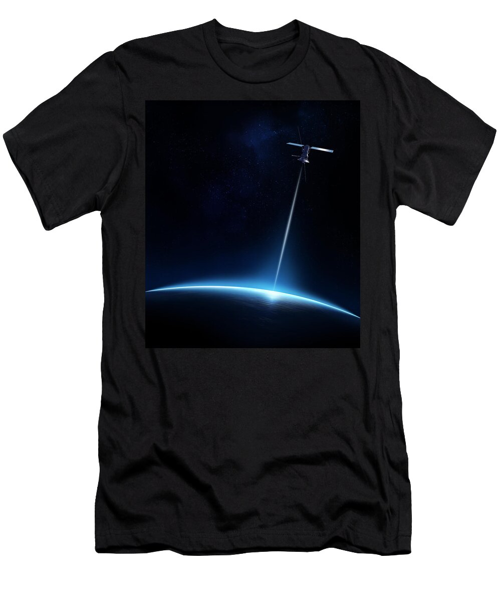 Atmosphere T-Shirt featuring the photograph Communication between satellite and earth by Johan Swanepoel