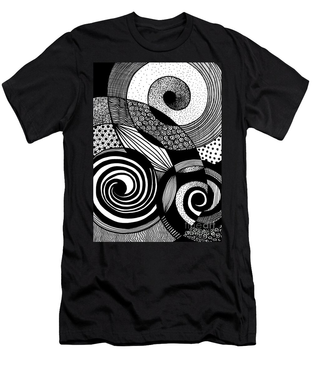 Circles T-Shirt featuring the drawing Confusion by Lynellen Nielsen