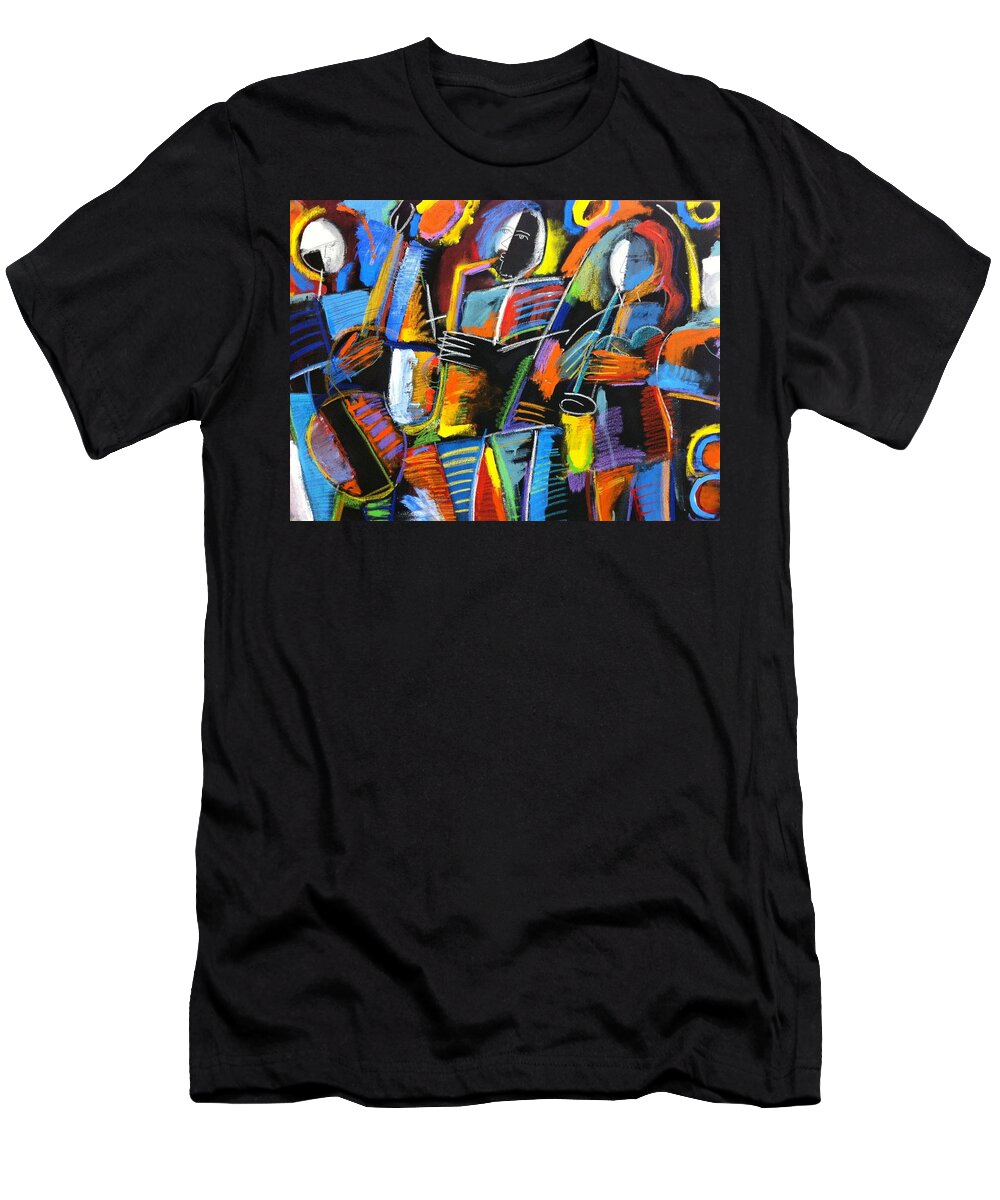Abstract Jazz T-Shirt featuring the painting Cosmic Birth of Jazz by Gerry High