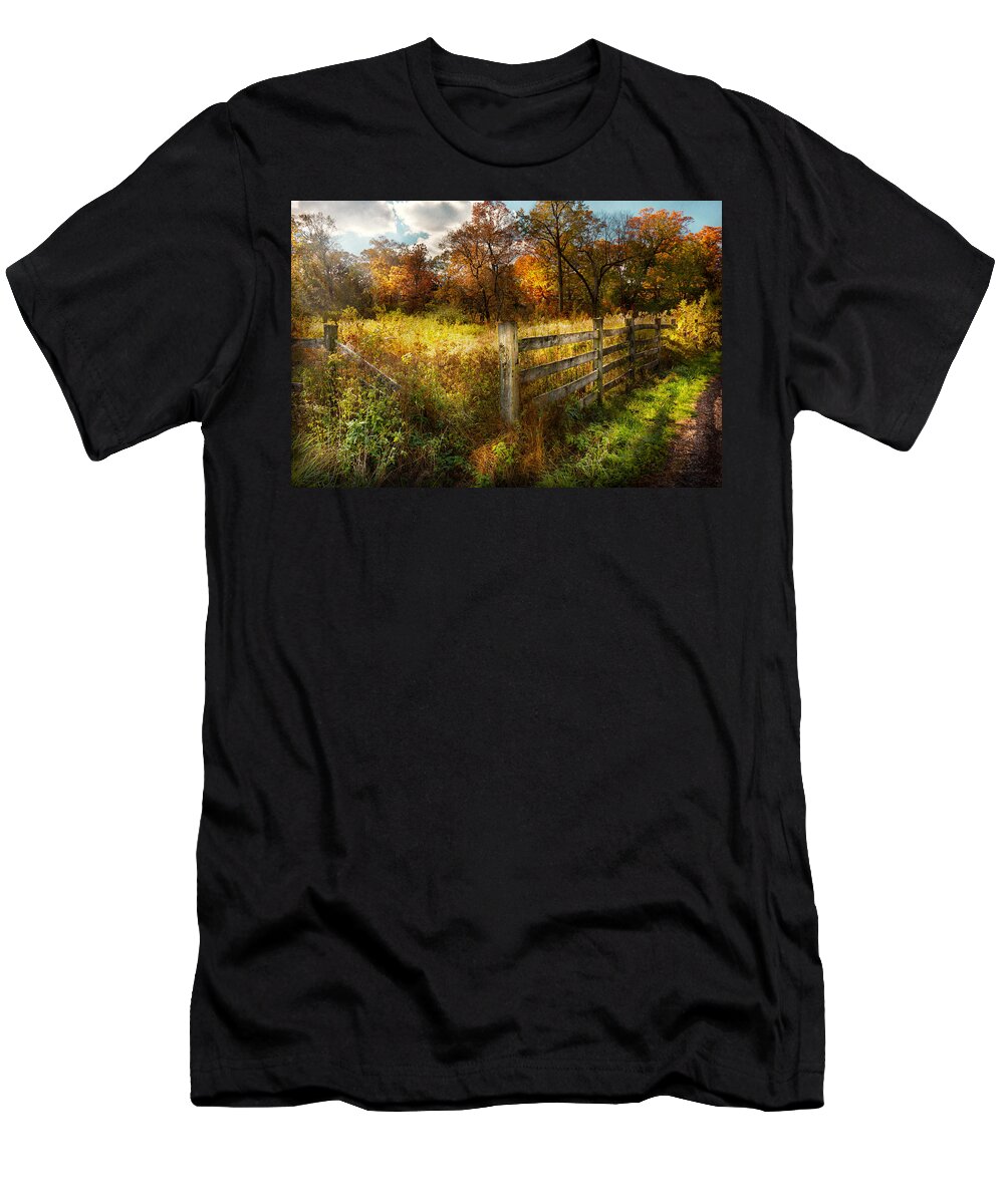 Season T-Shirt featuring the photograph Country - Autumn years by Mike Savad